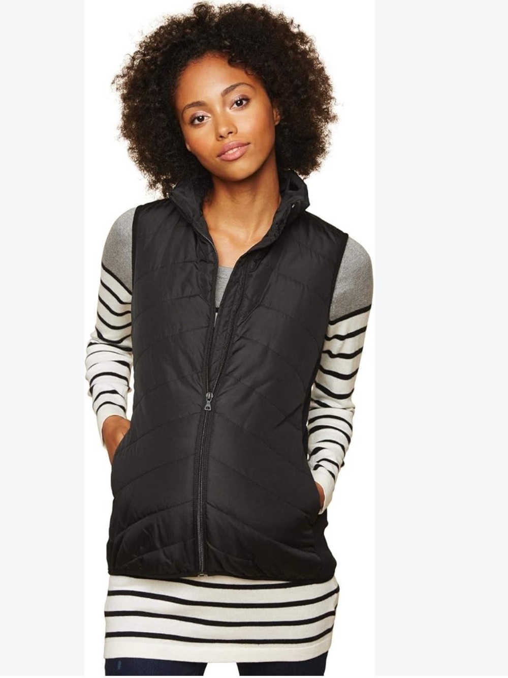 NWT Motherhood Maternity Women’s Maternity S Black Solid Quilted Full Zip Vest